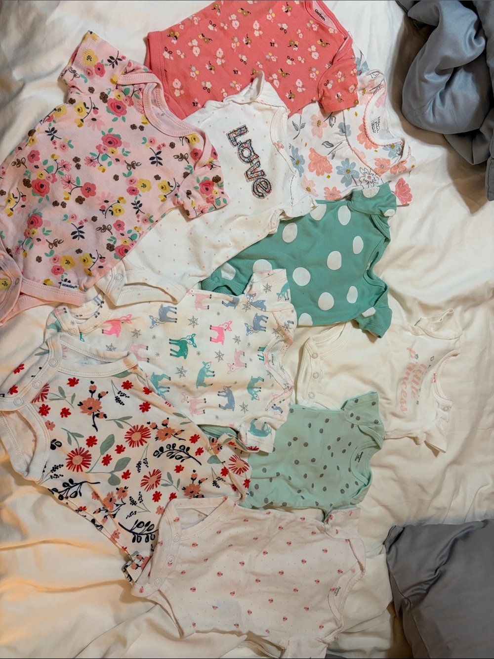 10 Baby Girls onesie bundle Floral & Polka dot